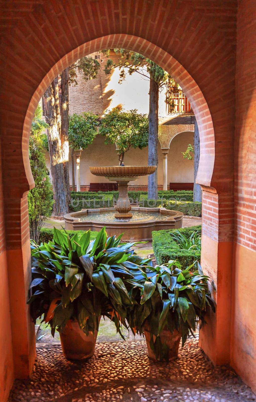 Alhambra Arch Courtyard Fountain Patio Granada Andalusia Spain by bill_perry