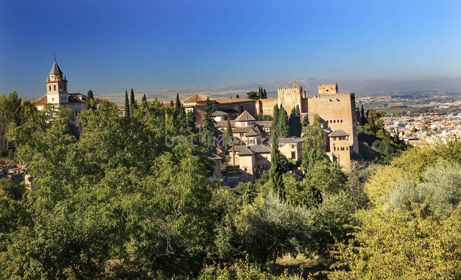 Alhambra Church Castle Towers Granada Andalusia Spain by bill_perry