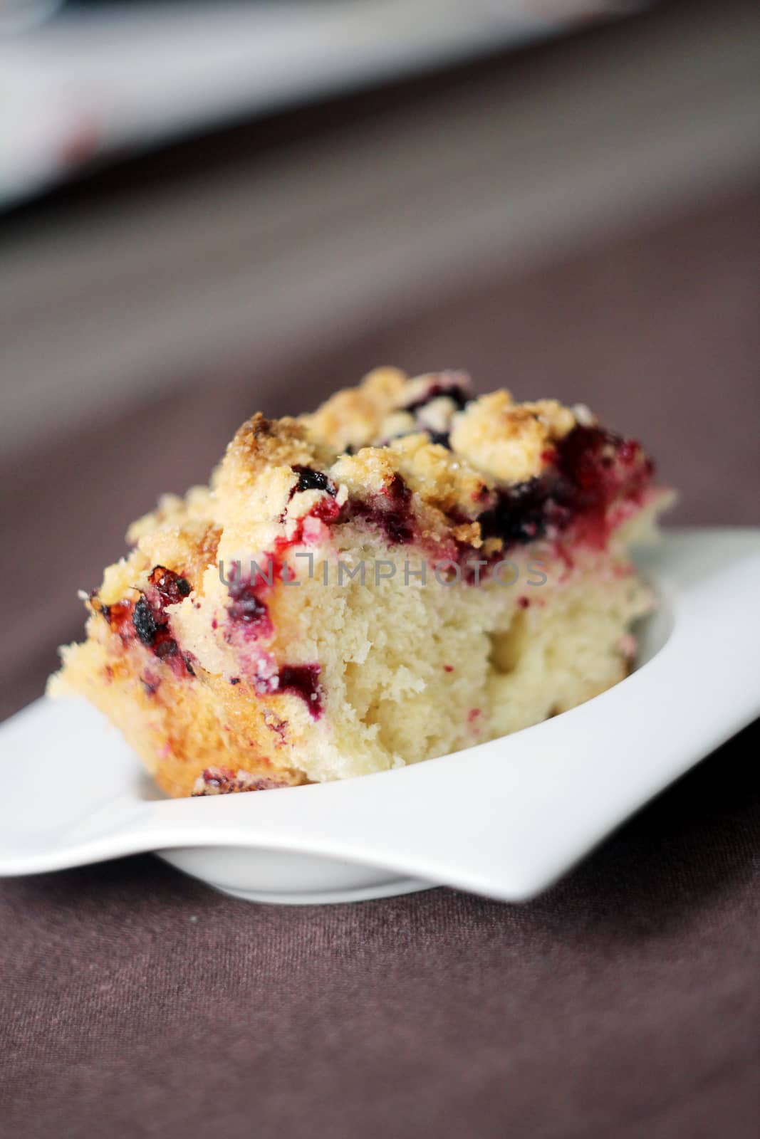 Traditional yeast cake with crumble topping and black currant by sanzios