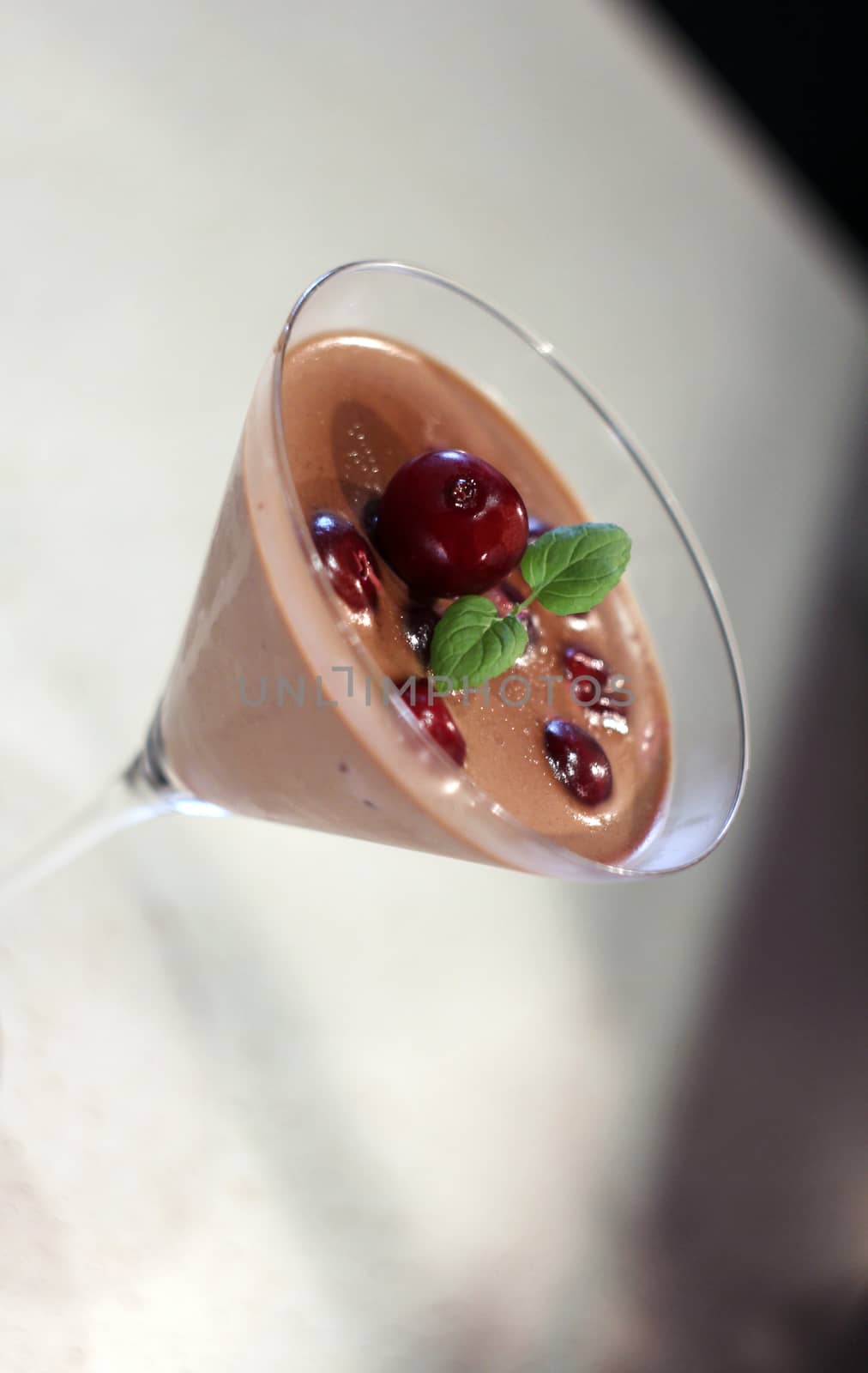 Chocolate mousse with cherries by sanzios