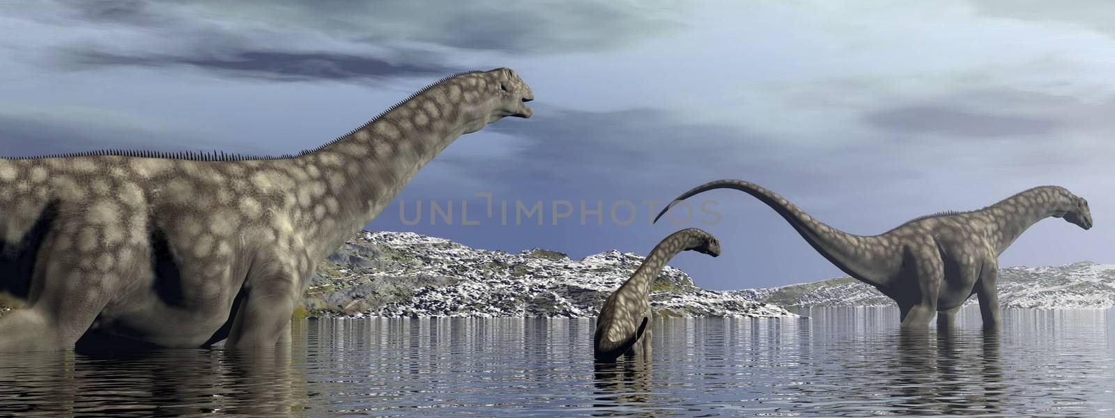 Argentinosaurus dinosaurs family - 3D render by Elenaphotos21