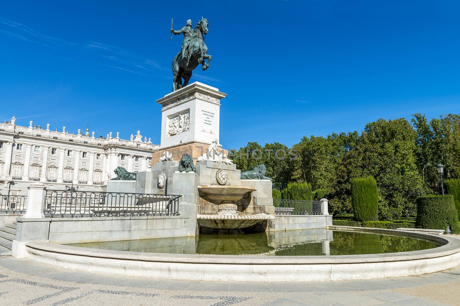 Royal Palace in Madrid and plaza de oriente, Spain