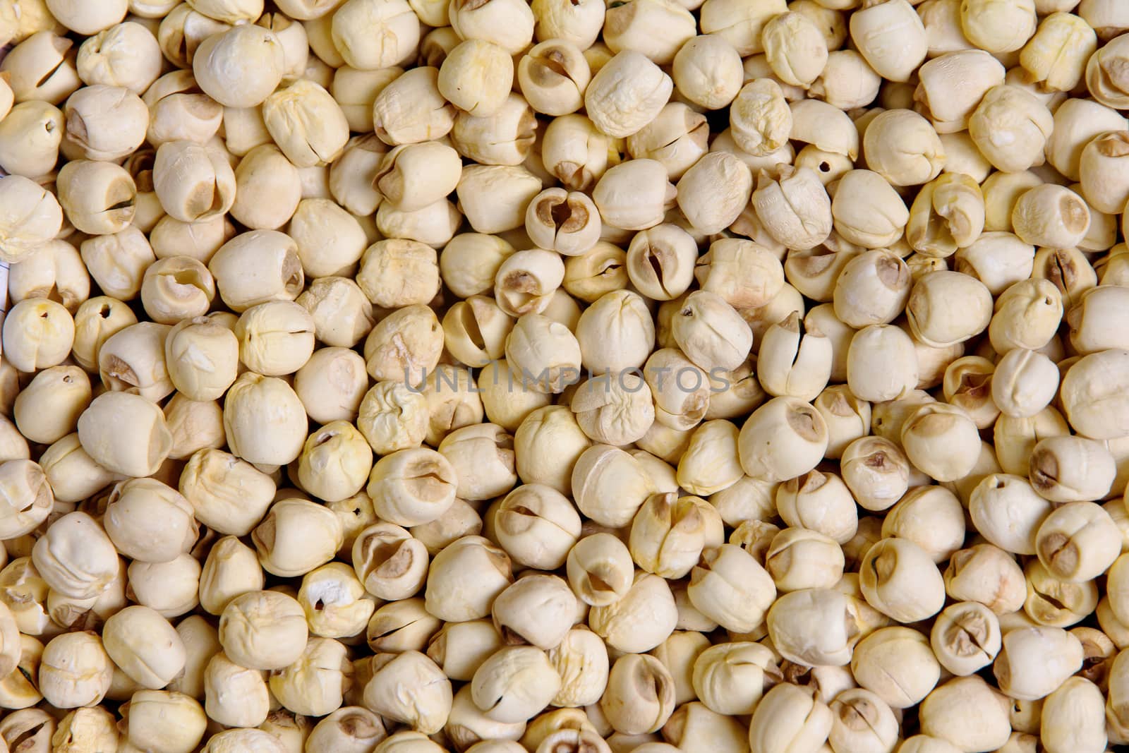 Dried lotus seeds background