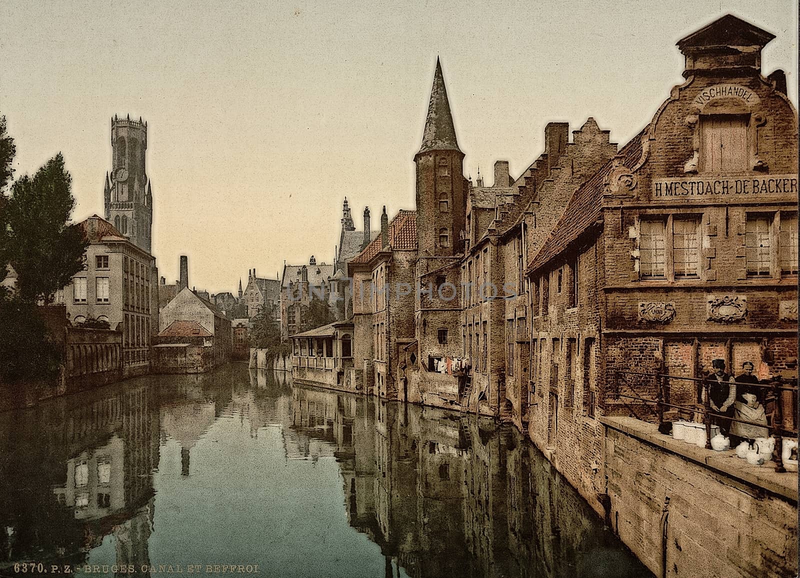 Canal and Belfry, Bruges, Belgium