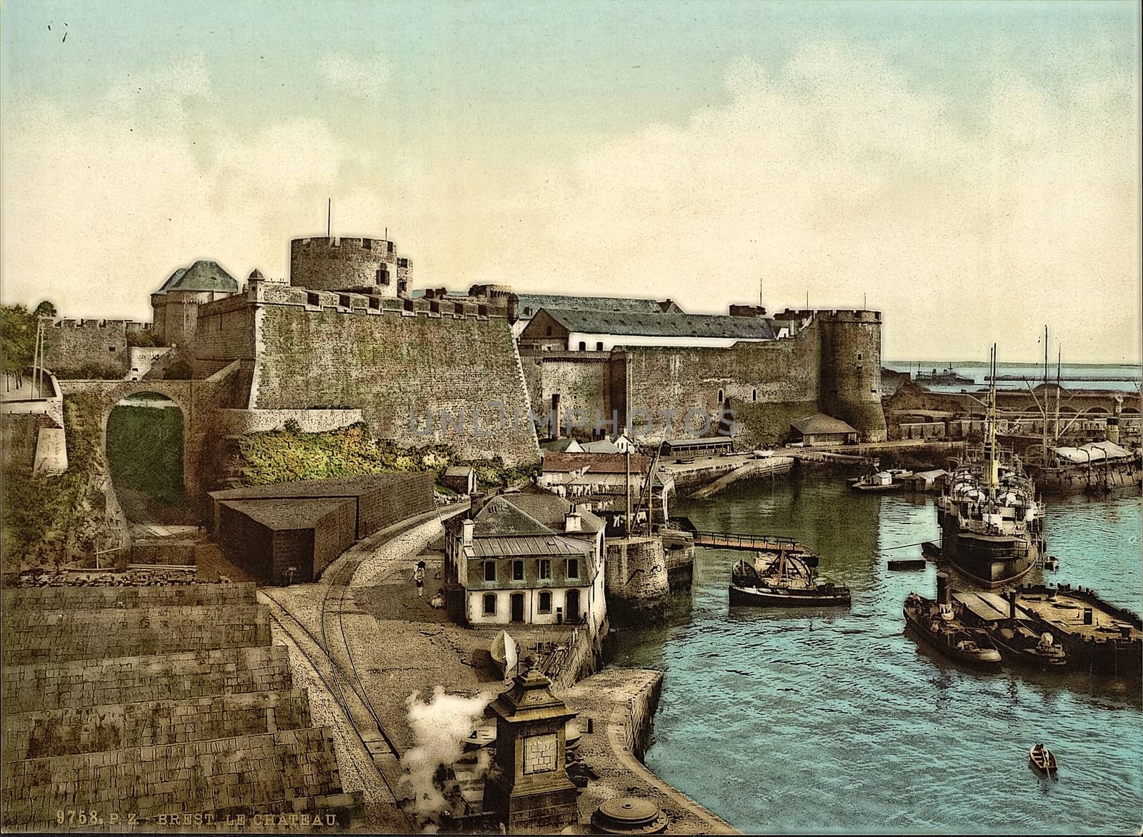 The Castle, from swing bridge, Brest, France,