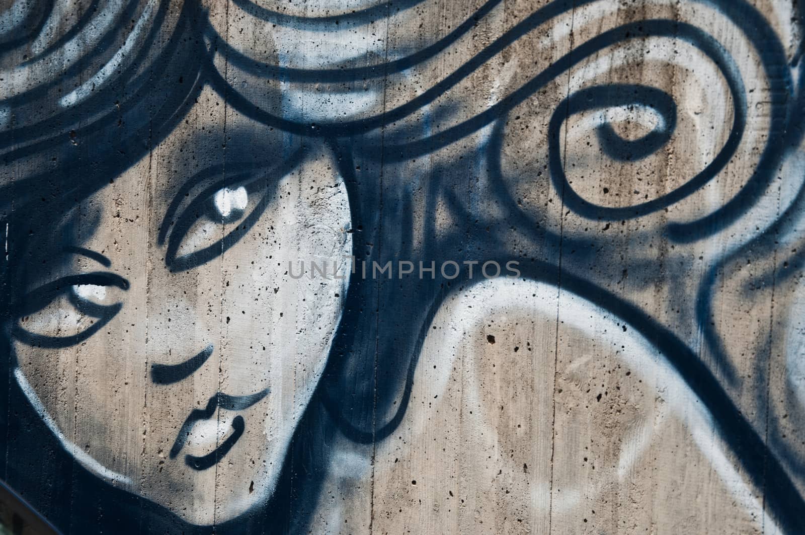 urban art street in paris - woman face