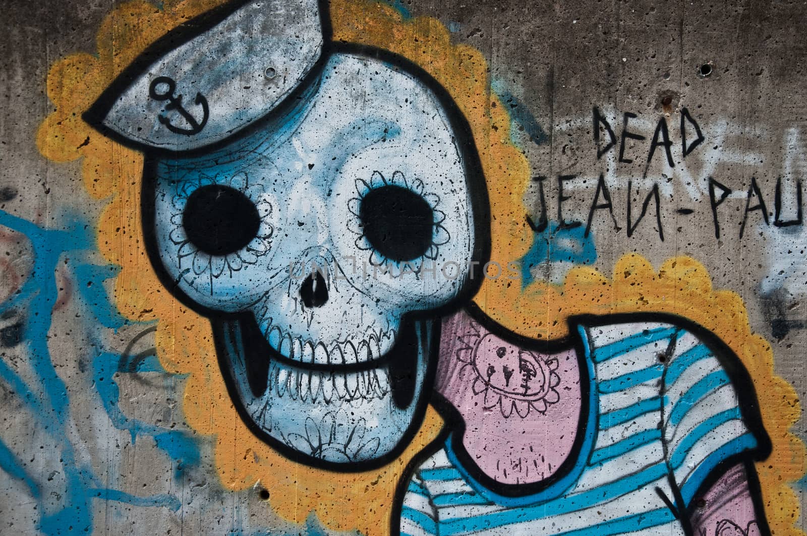 urban art  street in Paris- dead face