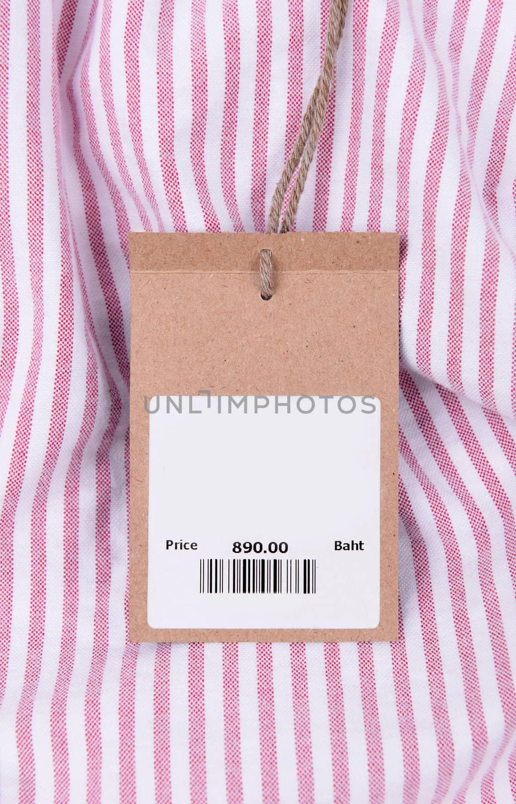 price tag with barcode on shirt by anankkml