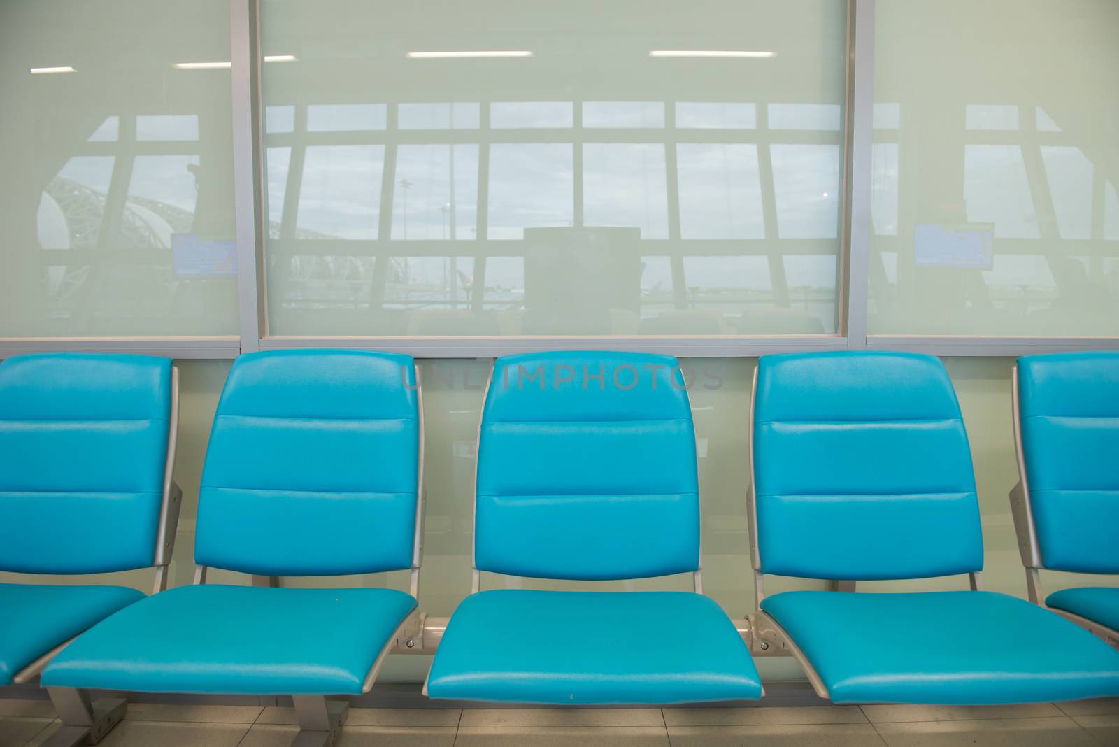 blue seat in airport,thailand