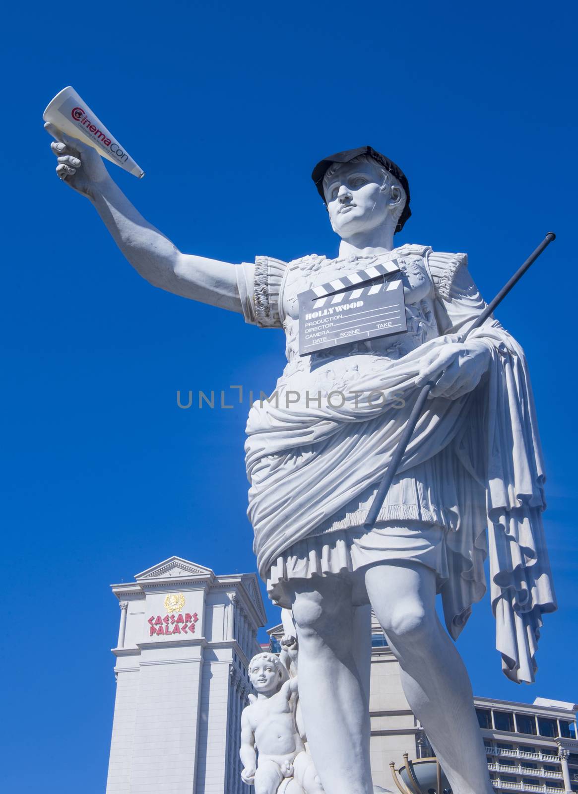 LAS VEGAS - MARCH 25: A dressed-up statue of David at the CinemaCon, the official convention of the National Association of Theatre Owners, at Caesars Palace on March 25, 2014 in Las Vegas , Nevada