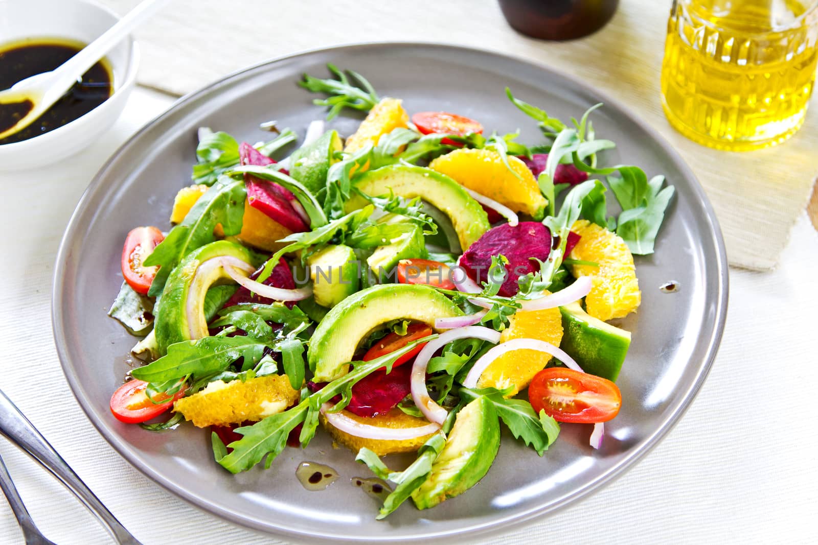 Avocado with Orange and Beetroot salad by vanillaechoes