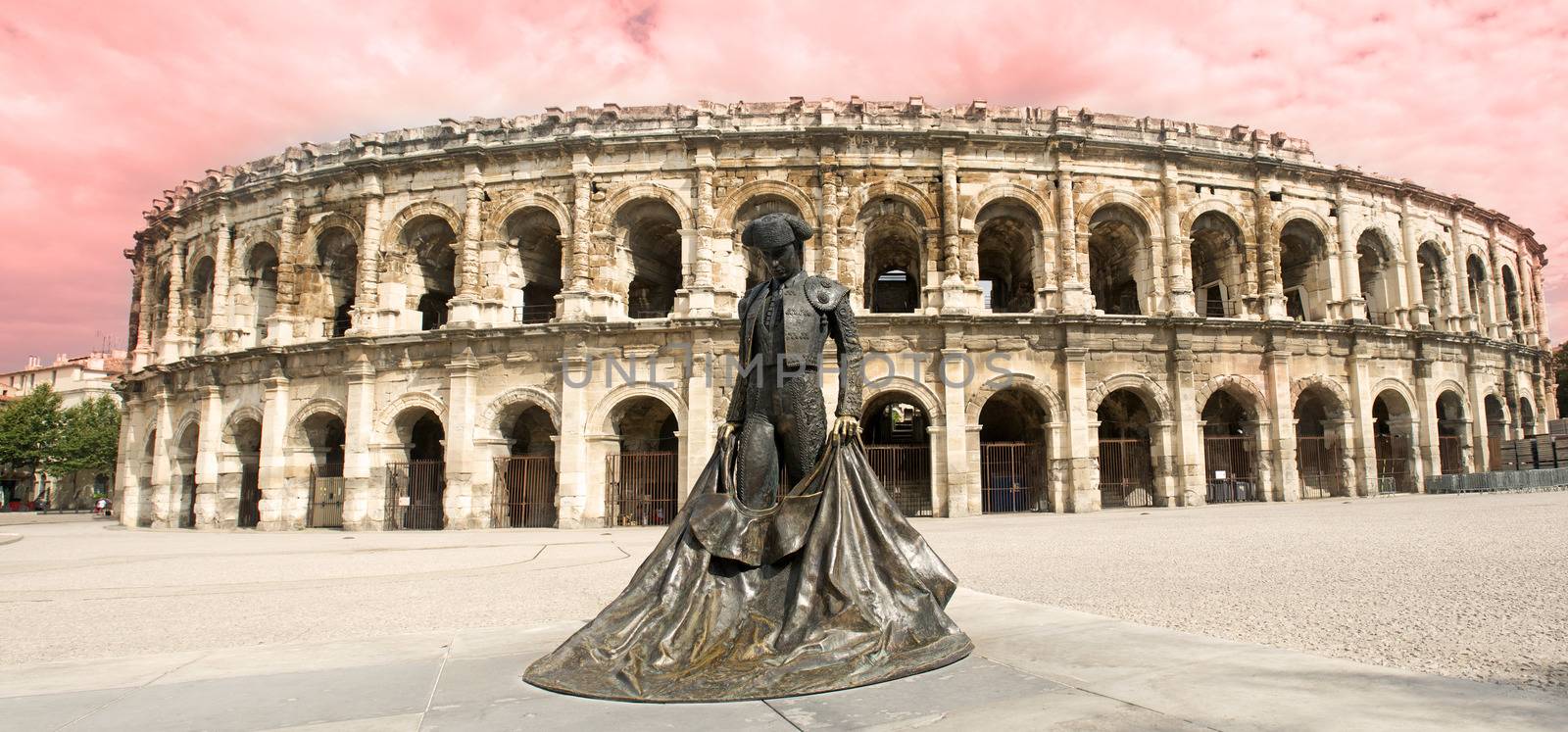 amphitheater in Nimes, Roman Dioliseum architecture in the town