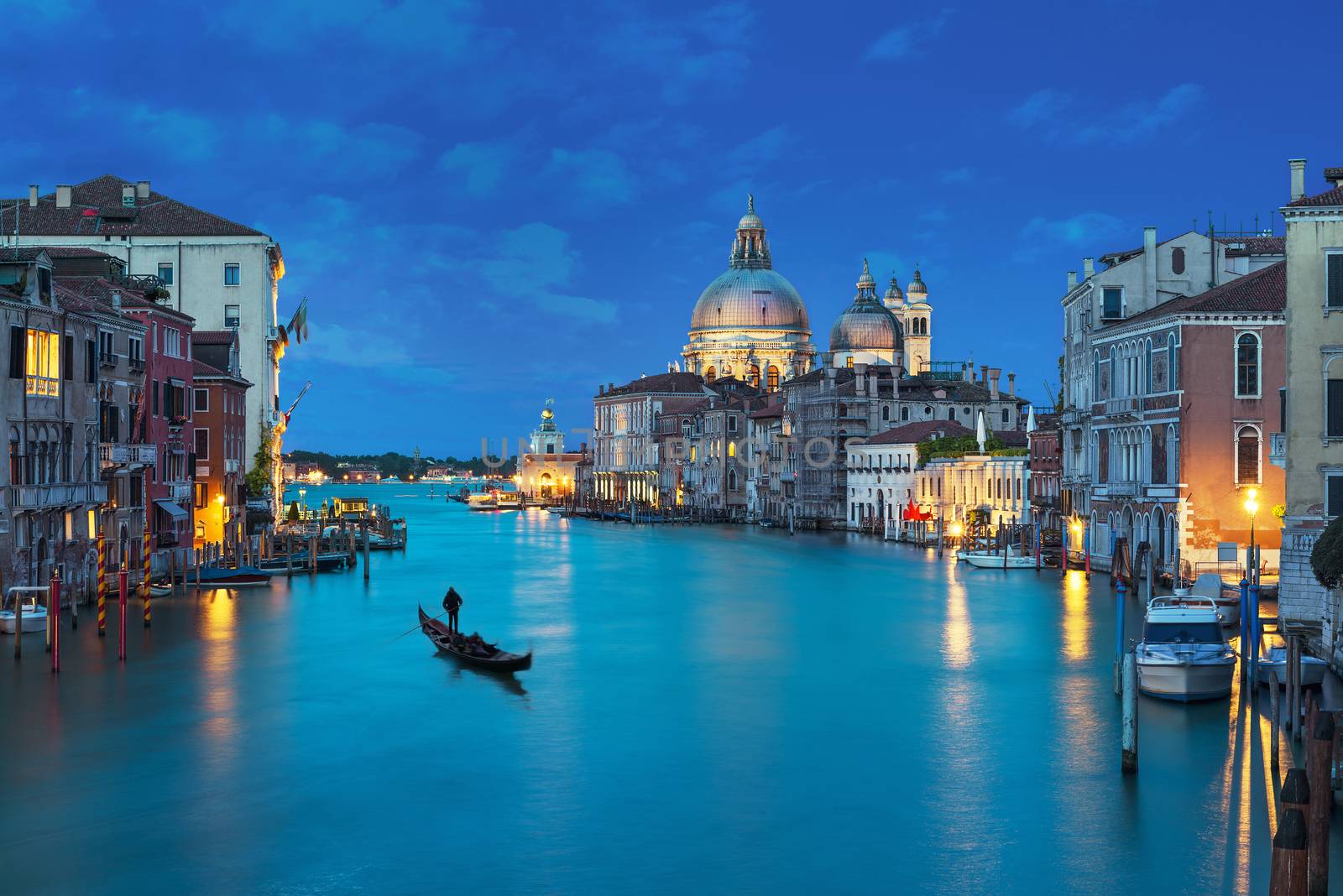 Grand Canal and Basilica Santa Maria della Salute, Venice, Italy and sunny day 