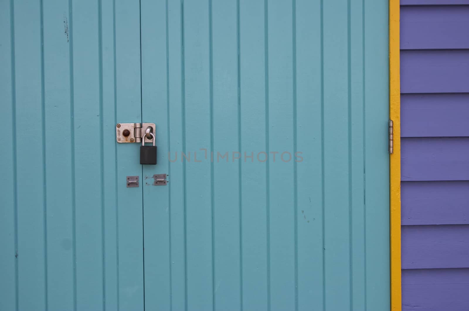 Pastel color background door with lock
