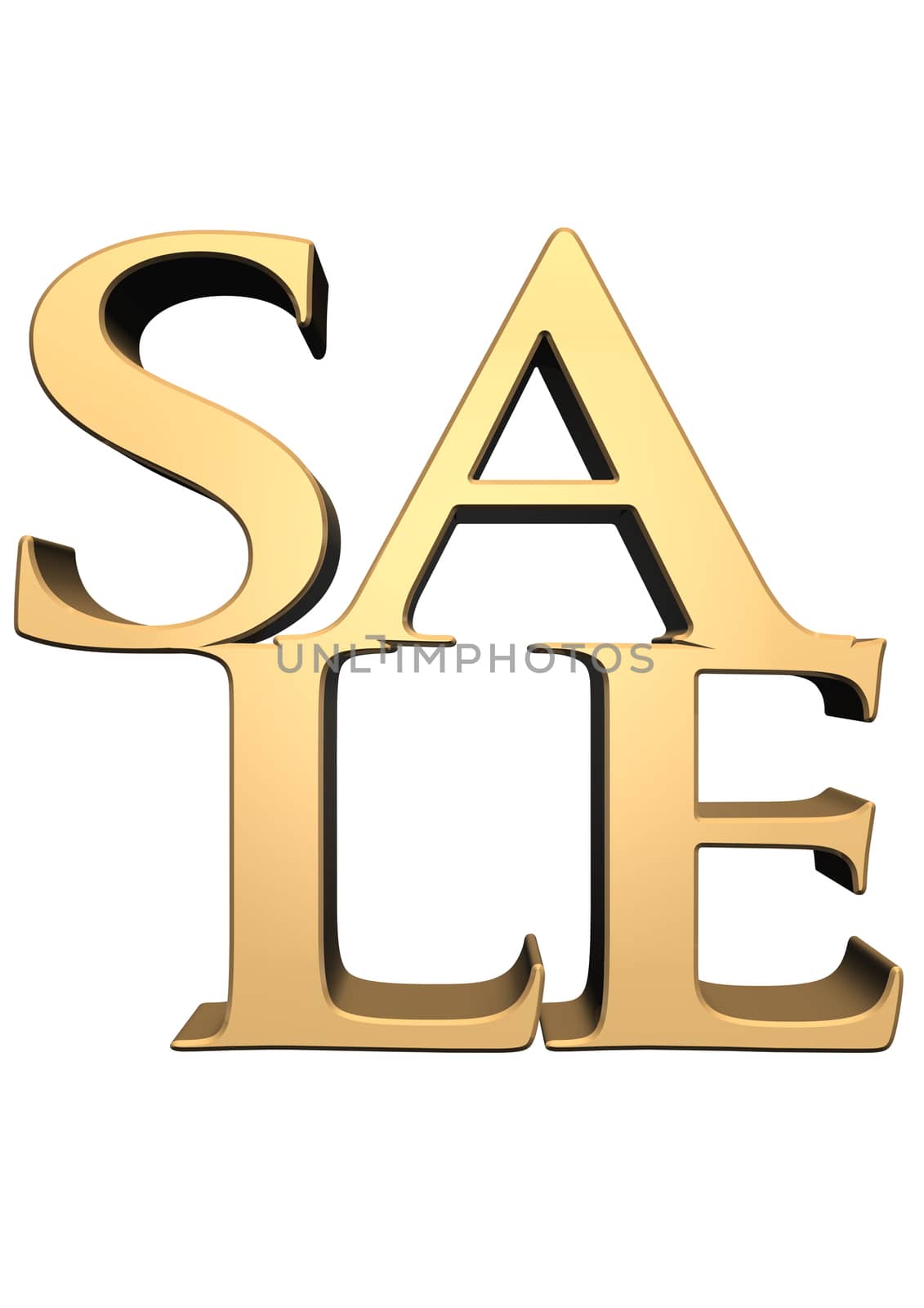 Glossy three-dimensional inscription Sale as a sign.