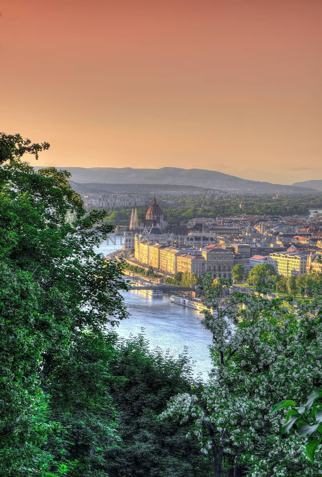 Budapest scene at dusk by anderm