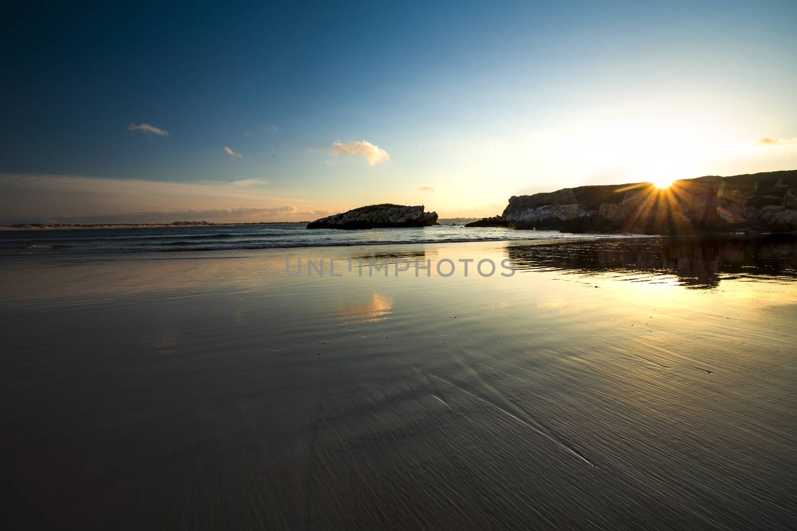 Beautiful landscape picture from a beach in Portygal at sunset