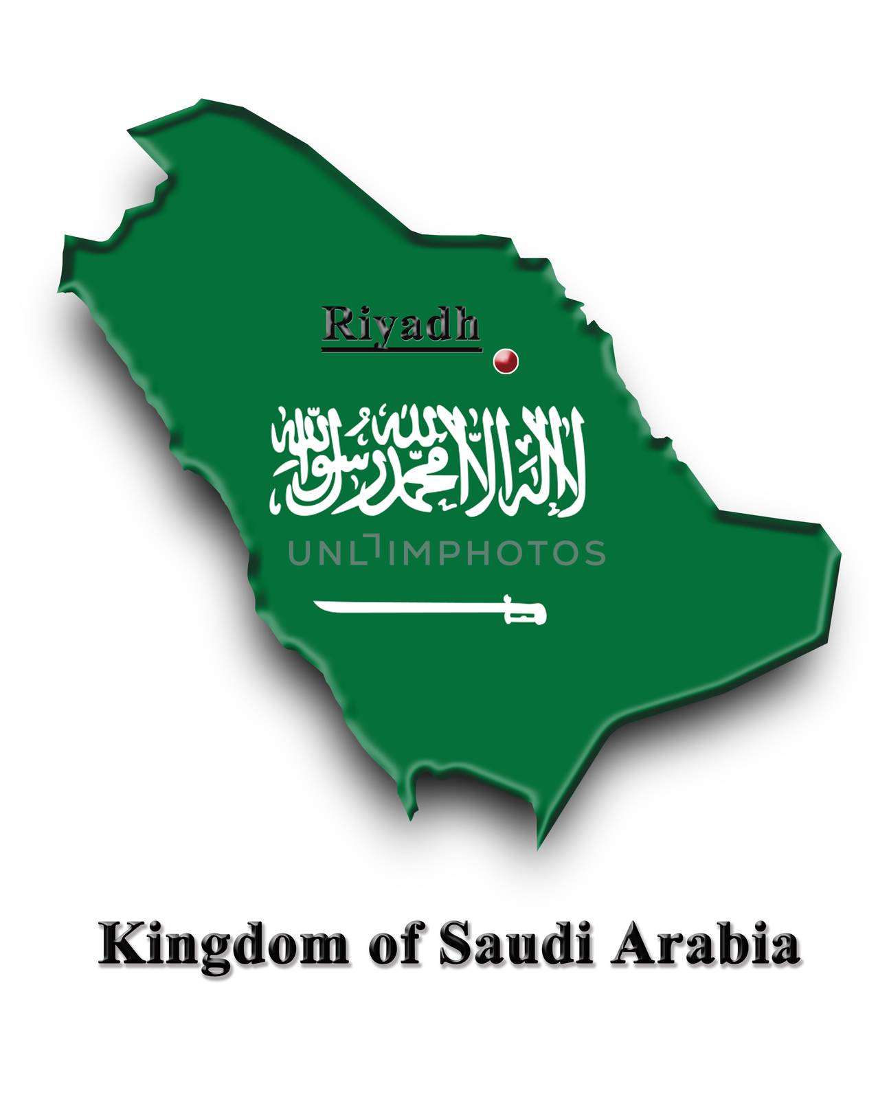 Map of Saudi Arabia in colors of its flag by alexmak