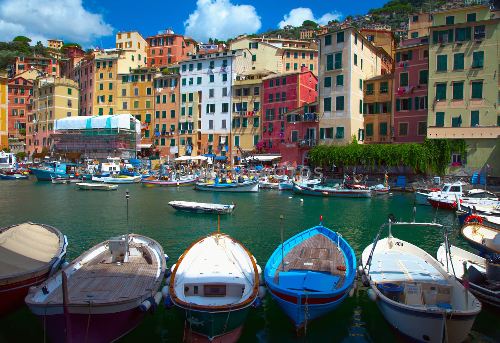 Boats still facing the port of Camogli