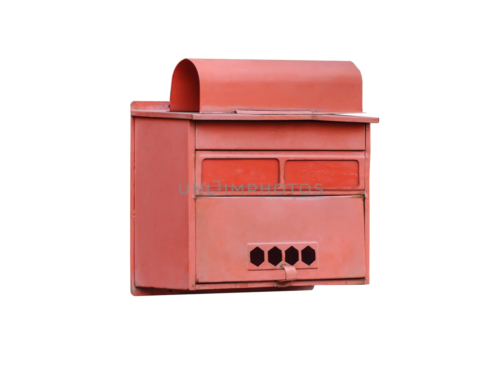 Old red mailbox isolated  by NuwatPhoto