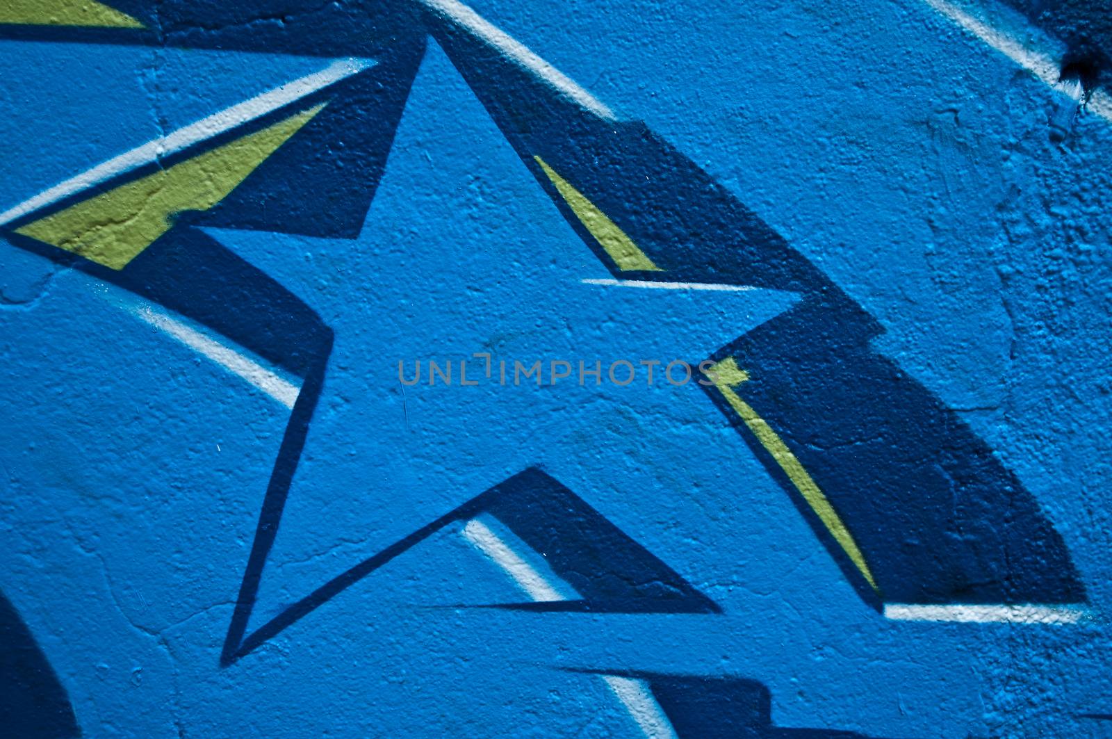 Mulhouse - France - 17 August 2014 - Urban Art - abstract blue star