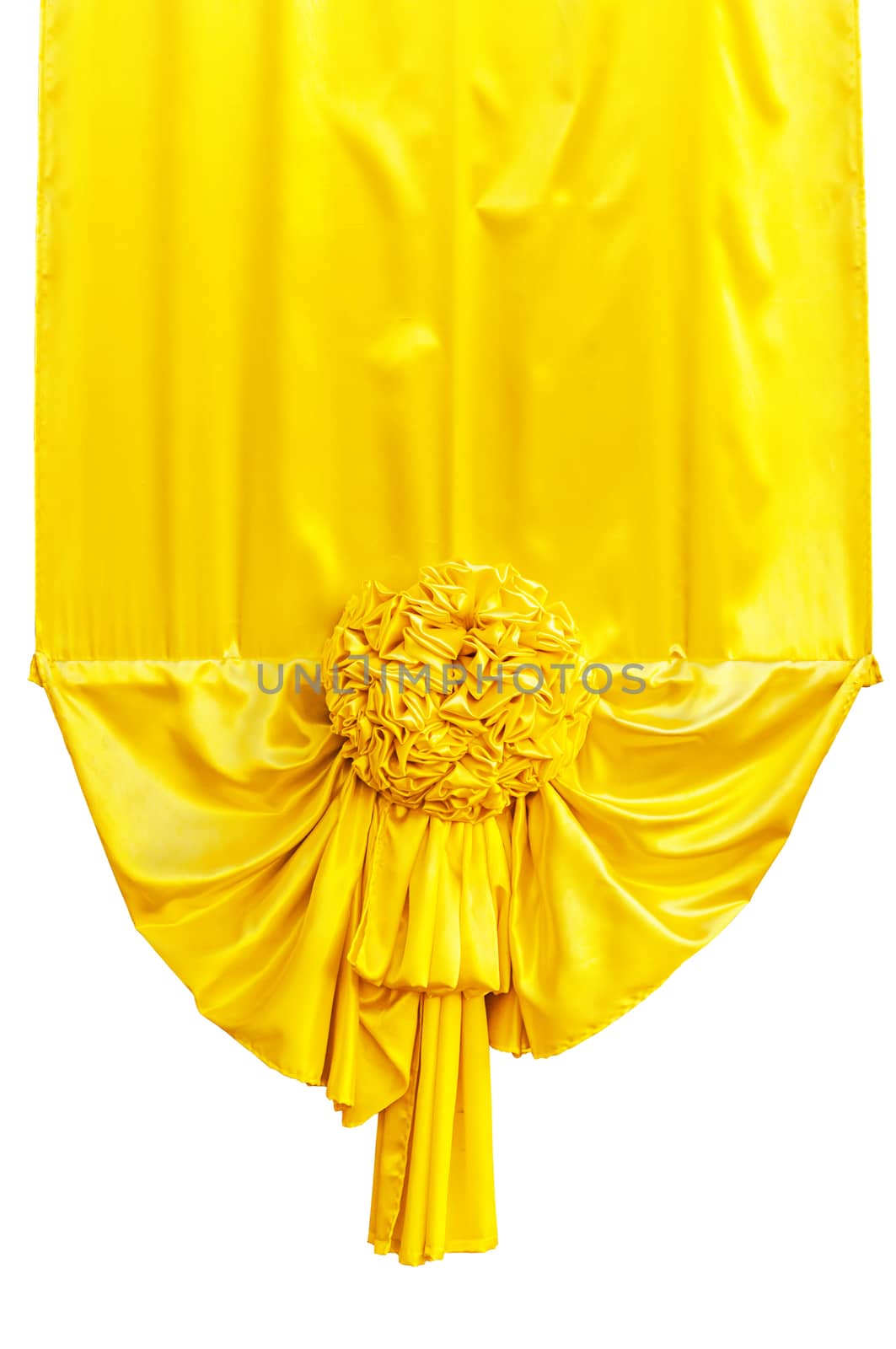 Yellow fabric ribbon for ceremony isolated on white with clipping path