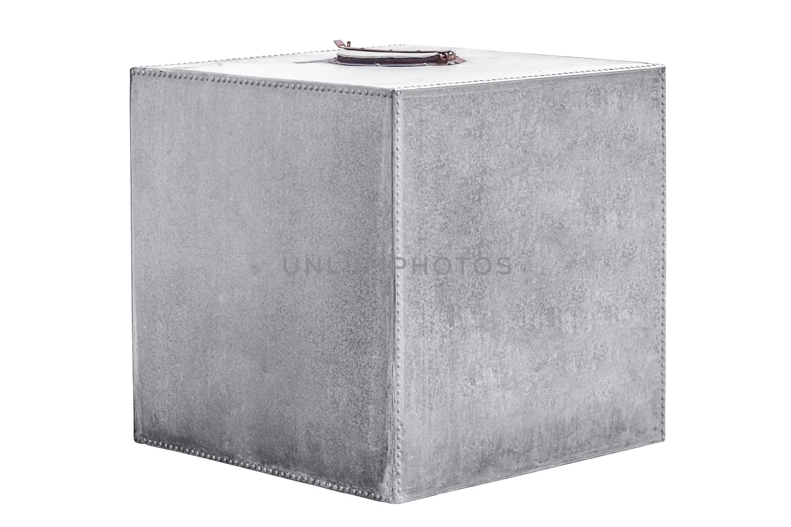 Old steel water tank isolated on white with clipping path