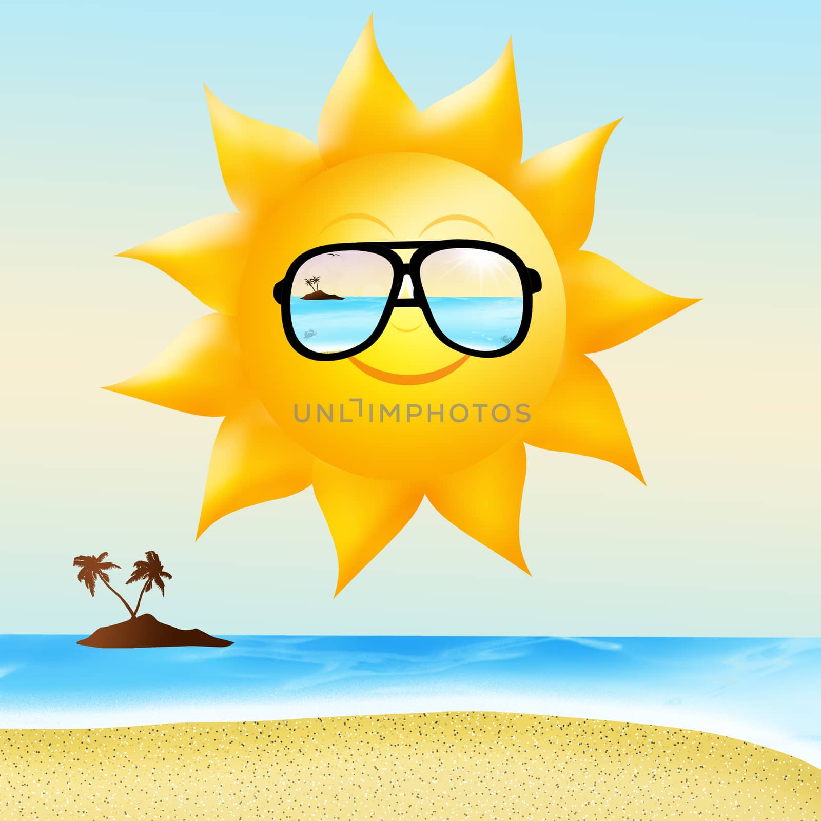 illustration of sun with sunglasses