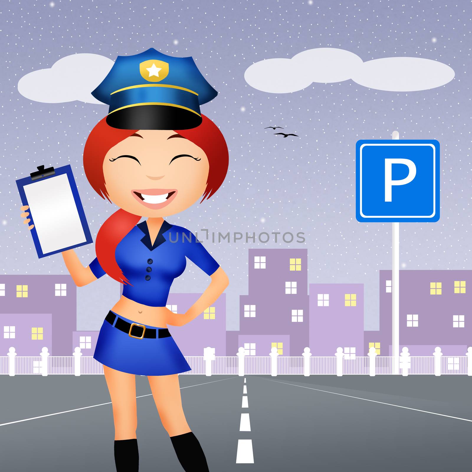 illustration of police girl