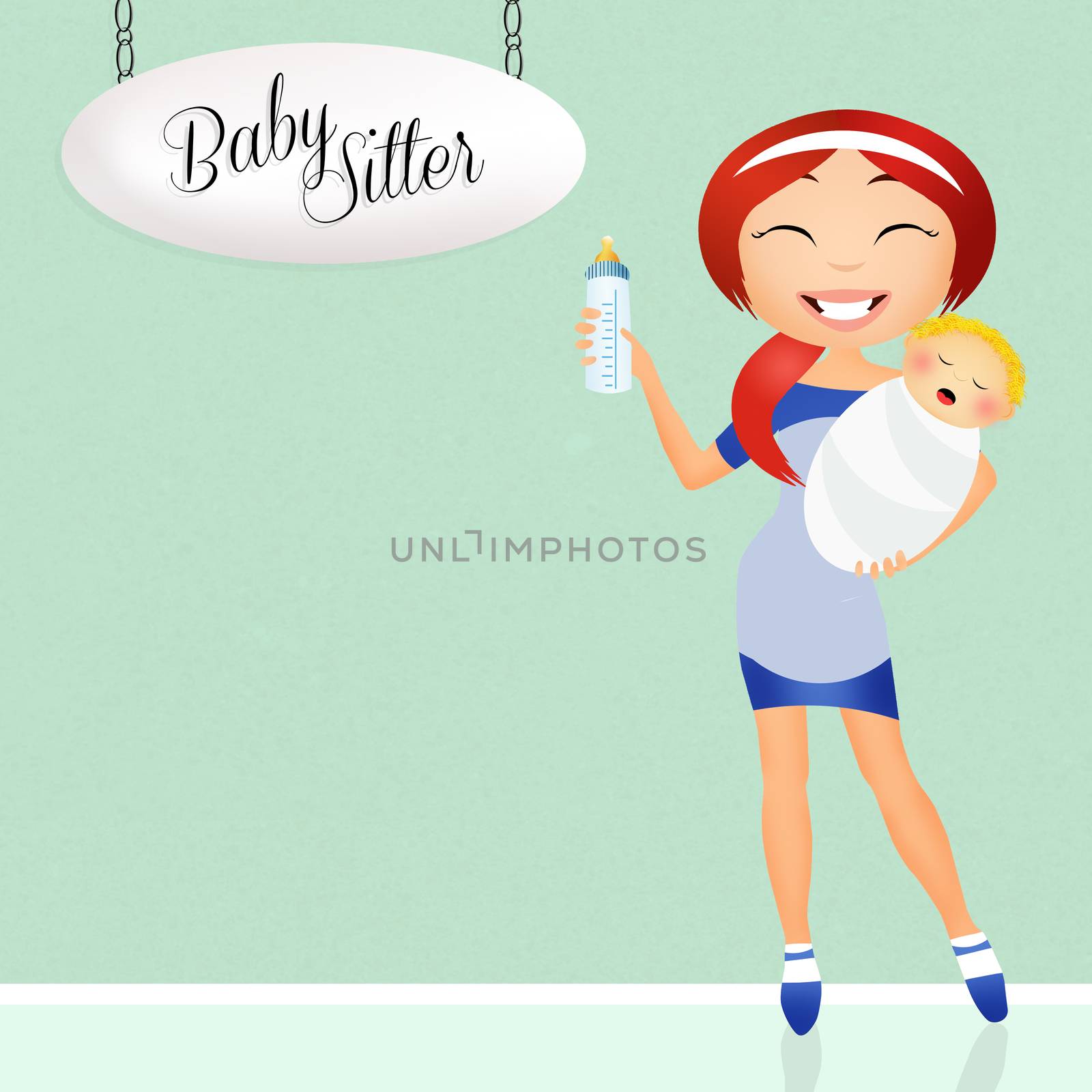 illustration of babysitter