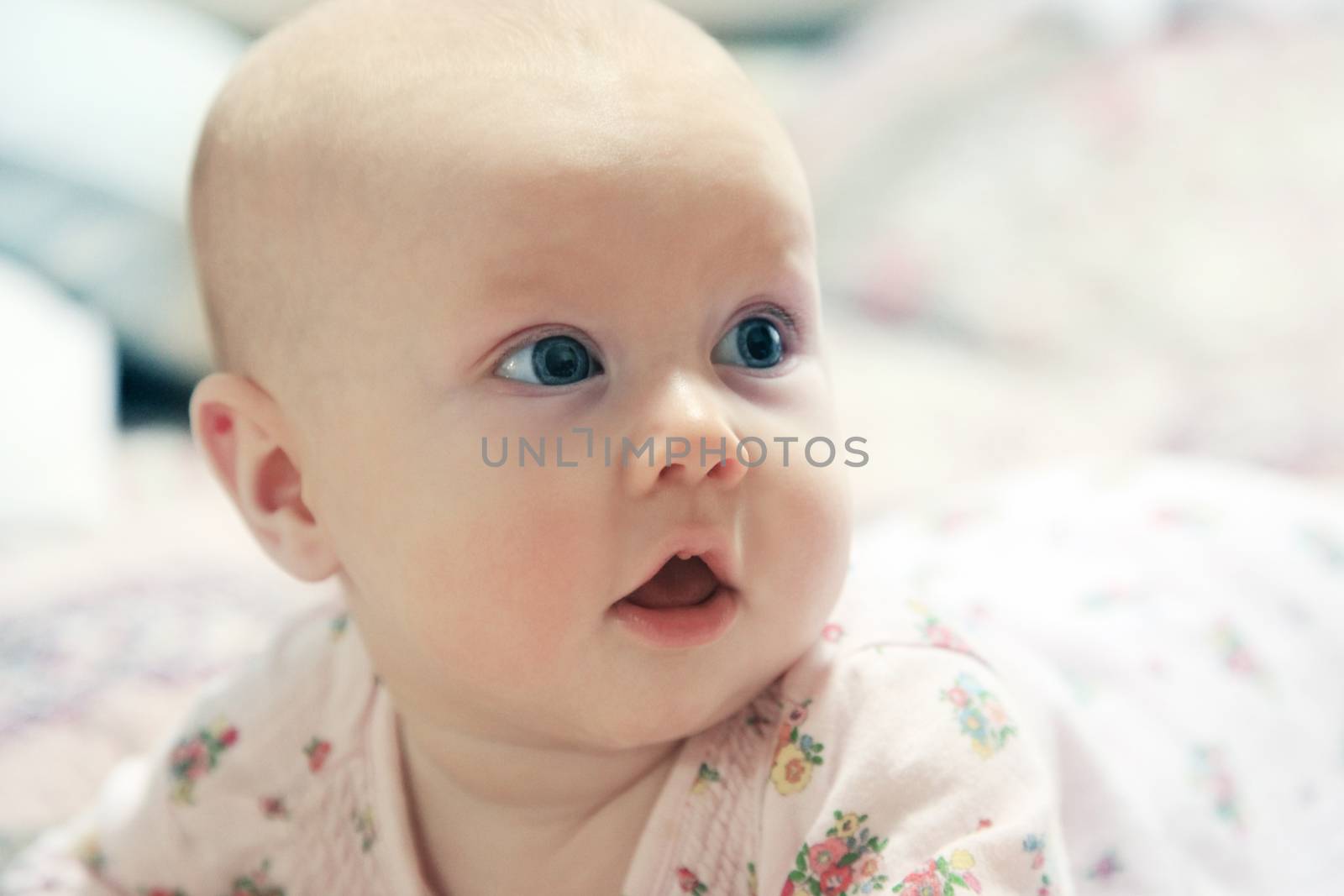 Bright closeup portrait of adorable baby