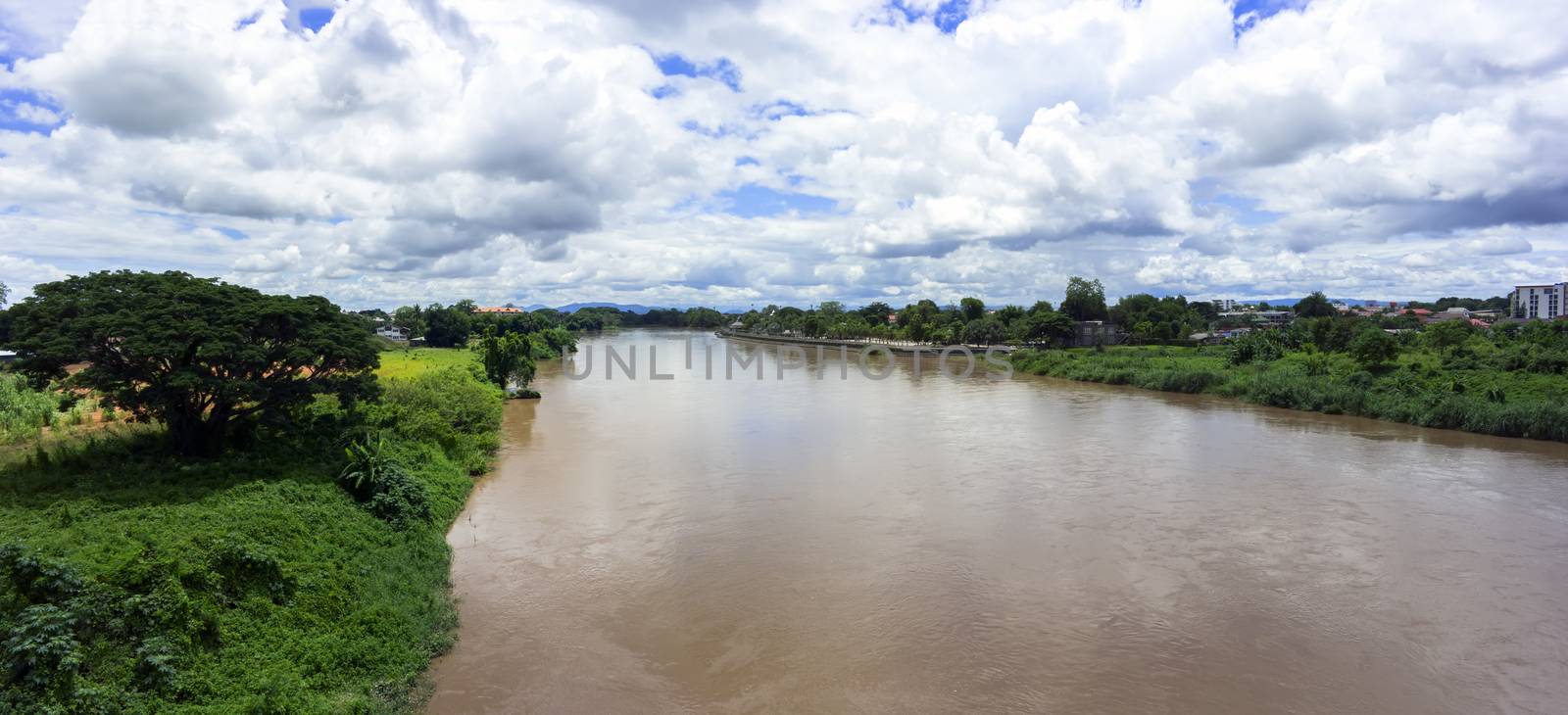 Mekok River Panorama. Flowing from Thaton to Chiang Mai, Thailand.