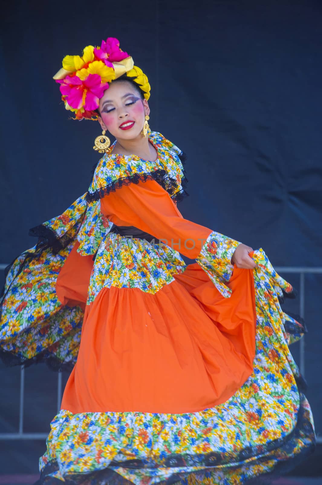 SAN DIEGO - MAY 03 : Dancer Participates at the Cinco De Mayo festival in San Diego CA . on May 3, 2014. Cinco De Mayo Celebrates Mexico's victory over the French on May 5, 1862.