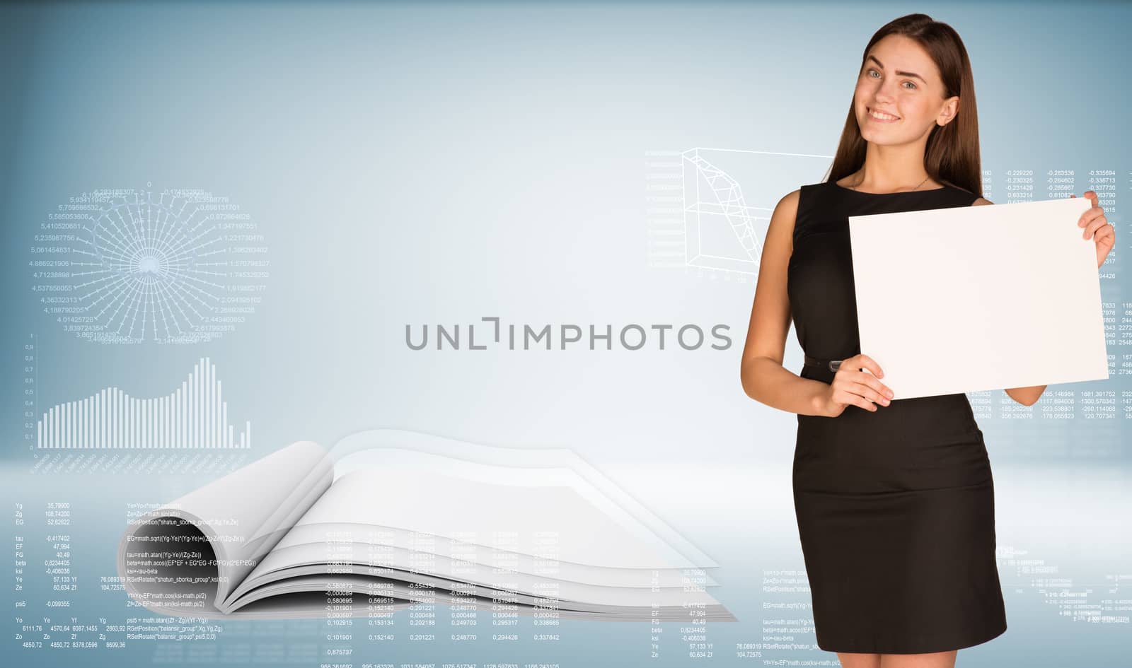 Businesswoman holding paper sheet by cherezoff