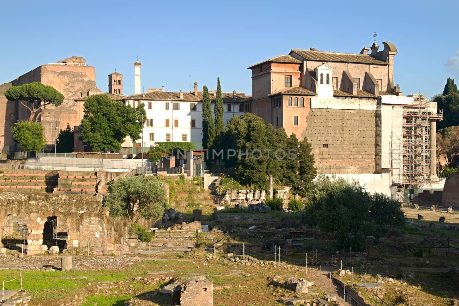 Photo shows remaining parts of the Rome empire ruins.