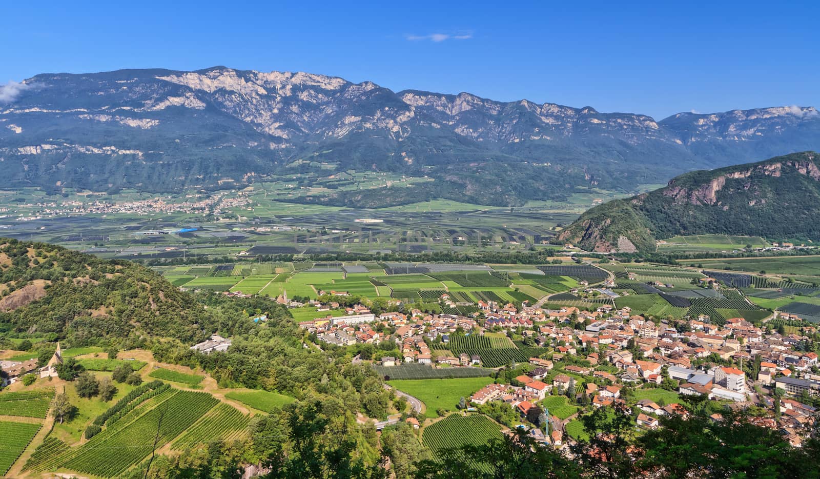 Overview of  Adige Valley with Ora village on foreground