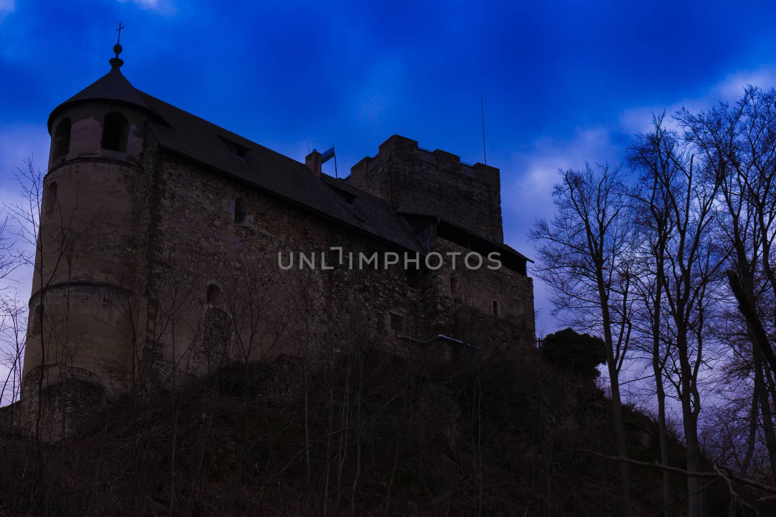 The silhouette of castle Gosting, Austria by robertboss