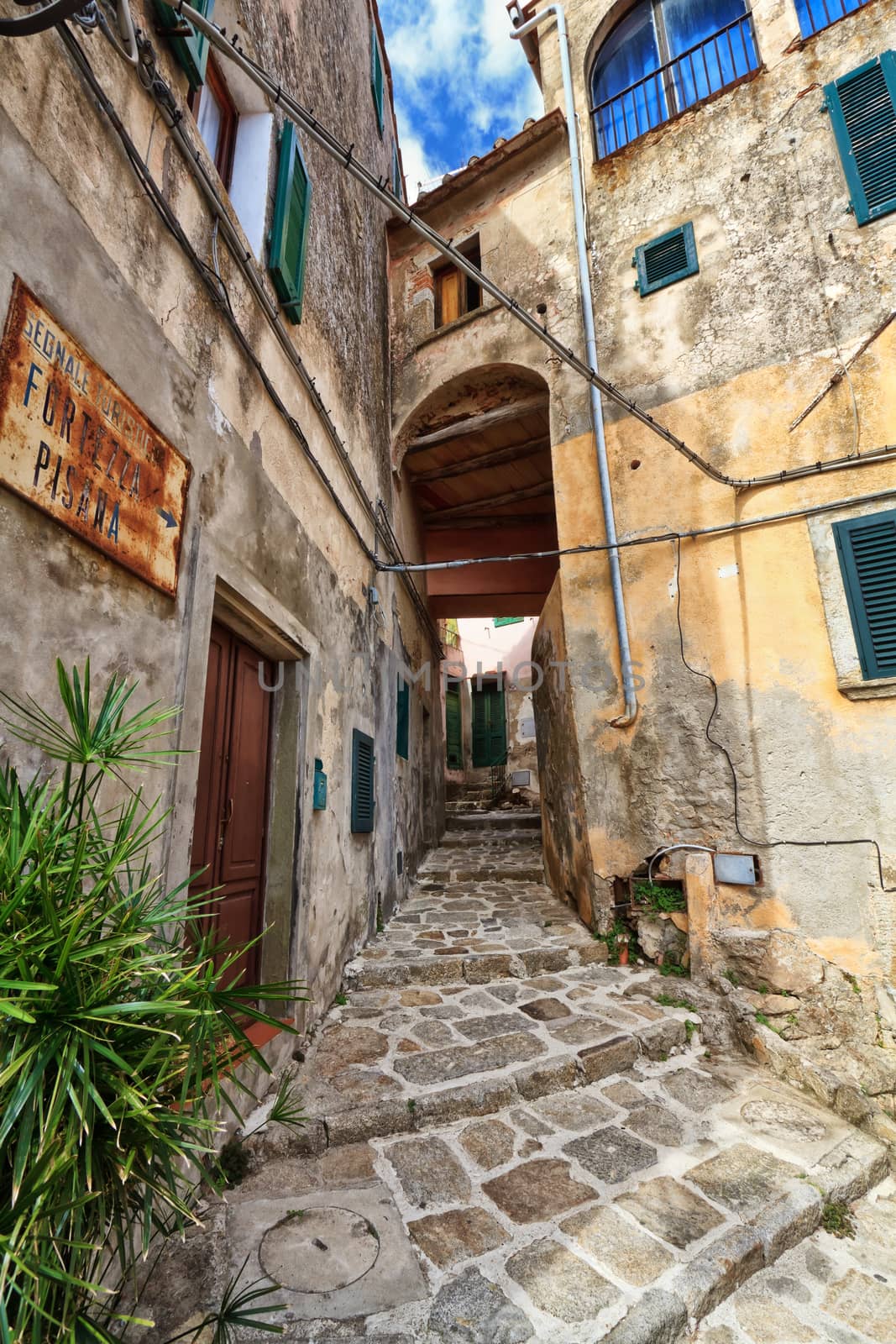 urban view in Marciana, ancient village in Elba island, Italy