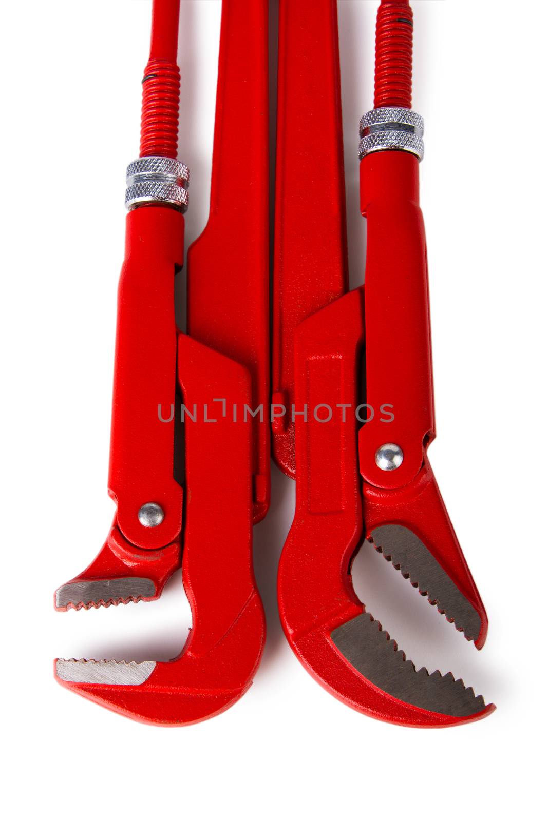 Adjustable pipe wrench, isolated on a white background