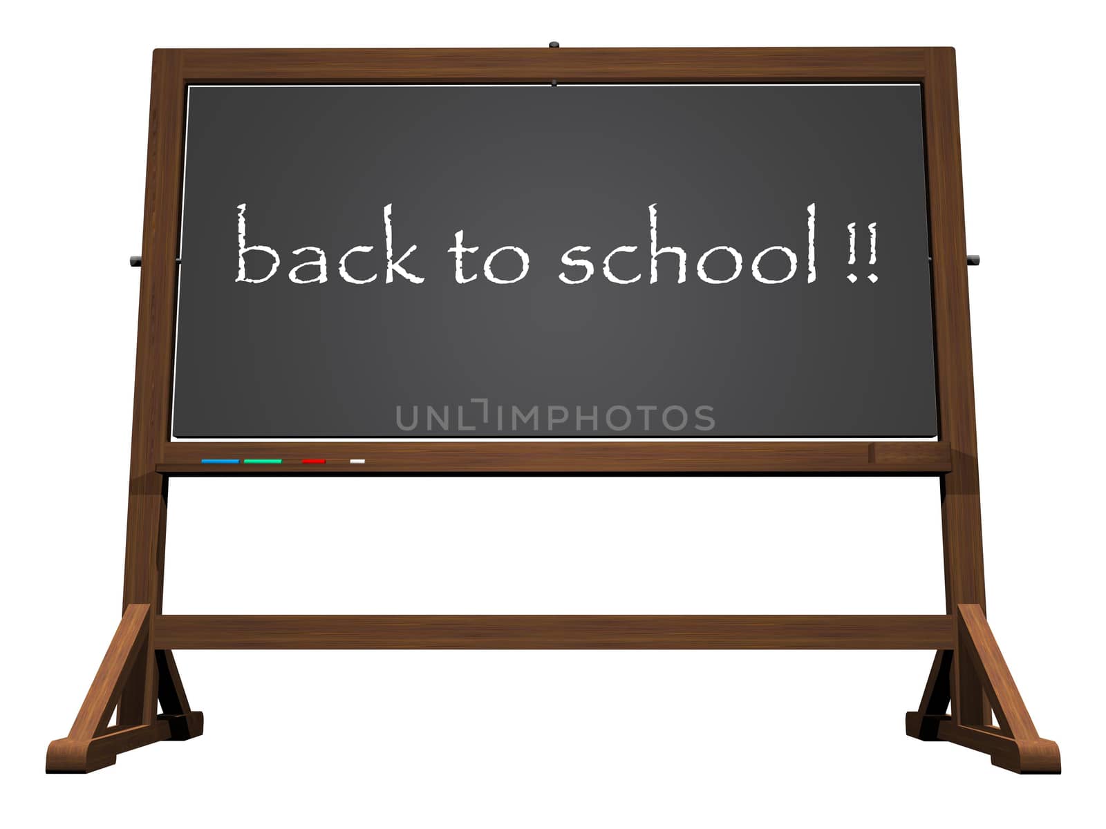 School blackboard back to school isolated in white background - 3D render