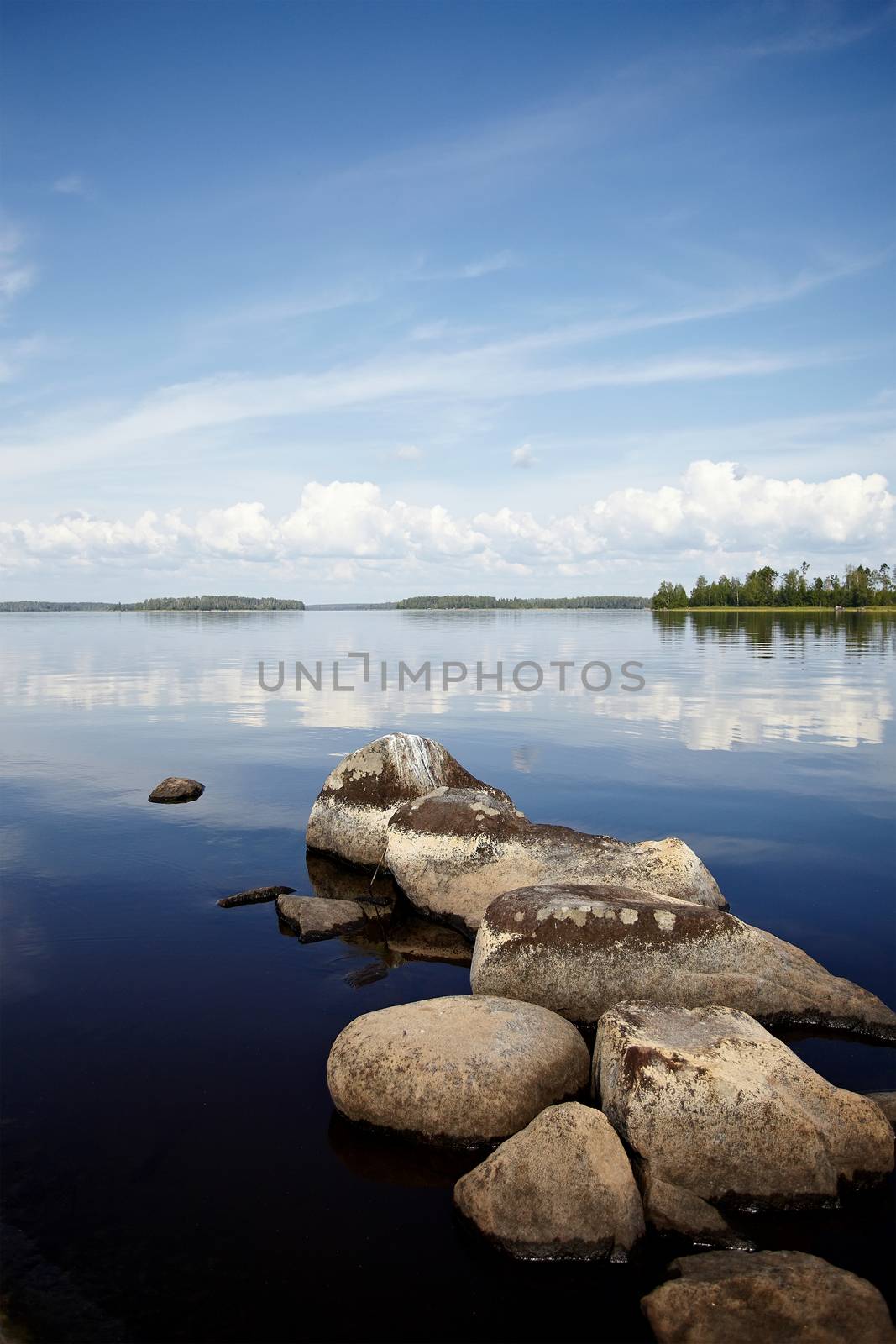 Water landscape with stones. by Azaliya