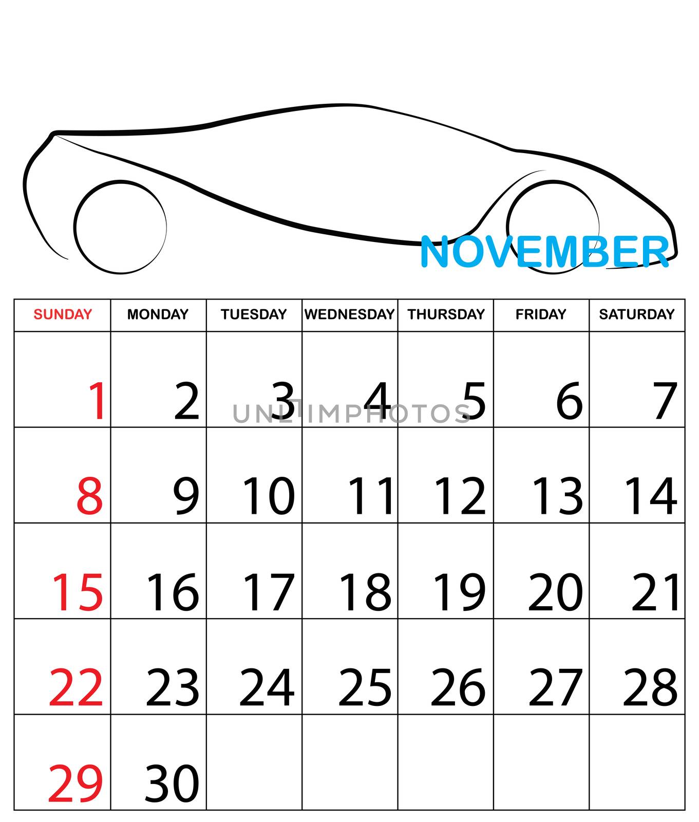 An Illustration of a Simple 2015 year calendar