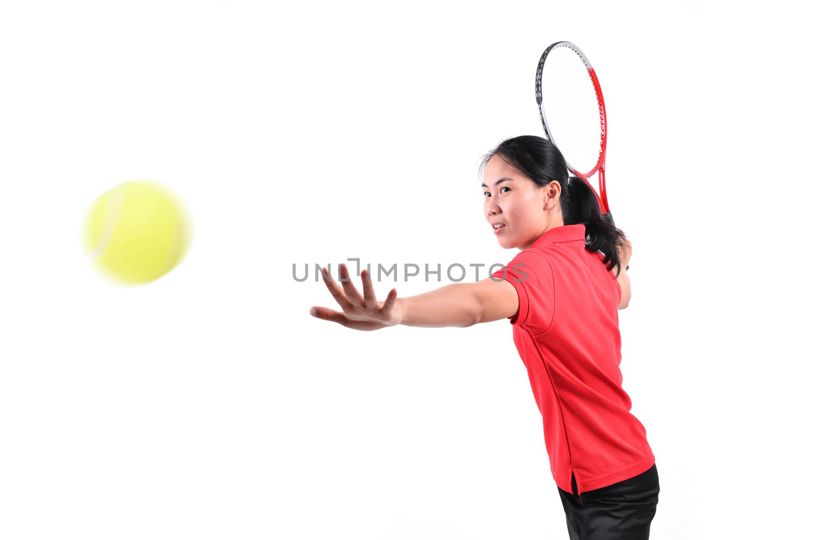 tennis player isolated on white background