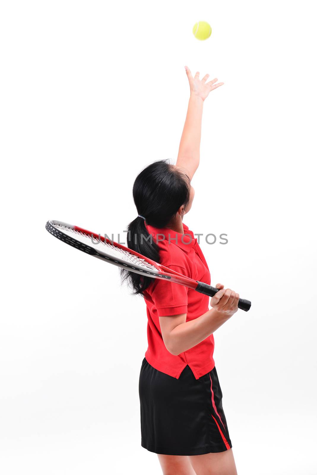 tennis player isolated on white background