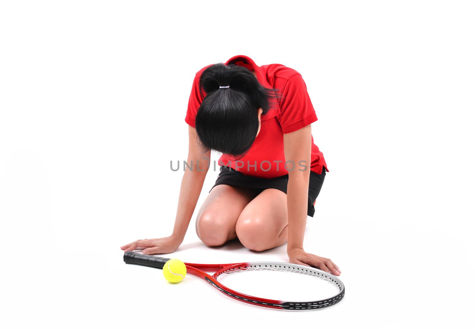 tennis player isolated on white background