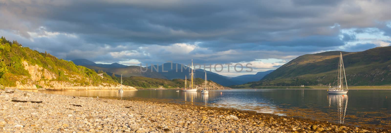 Panorama - Sailboats in a Scottish loch by michaklootwijk