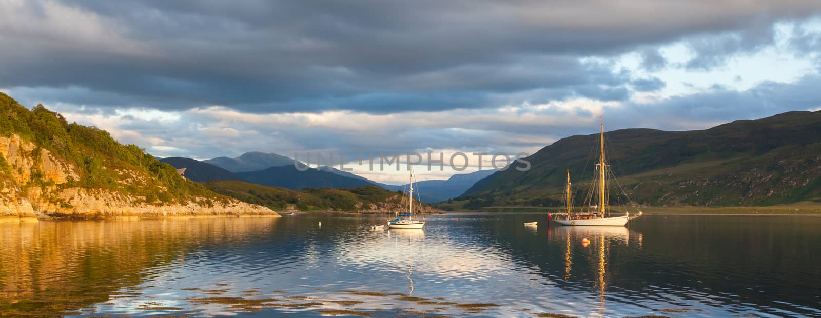 Panorama - Sailboats in a Scottish loch by michaklootwijk