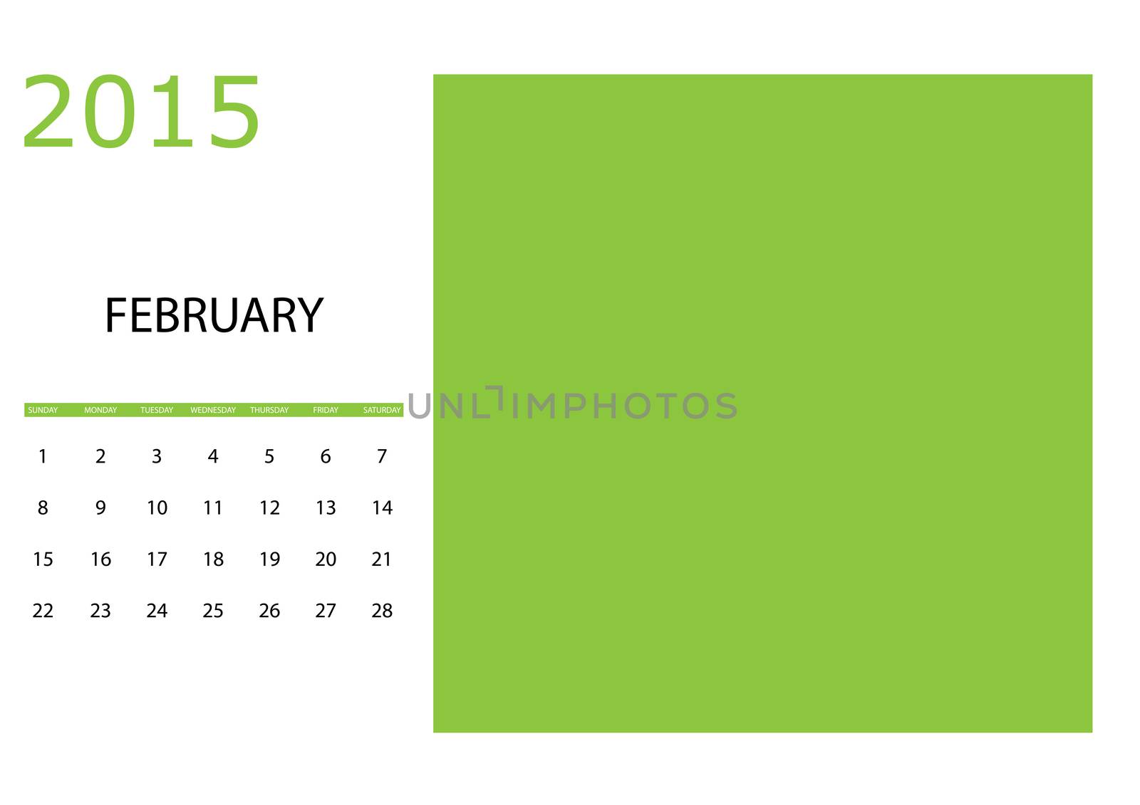 An Illustration of a Simple 2015 year calendar