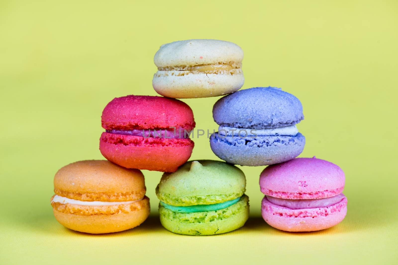 Delicious group of fresh and sweet  macarons isolated  
