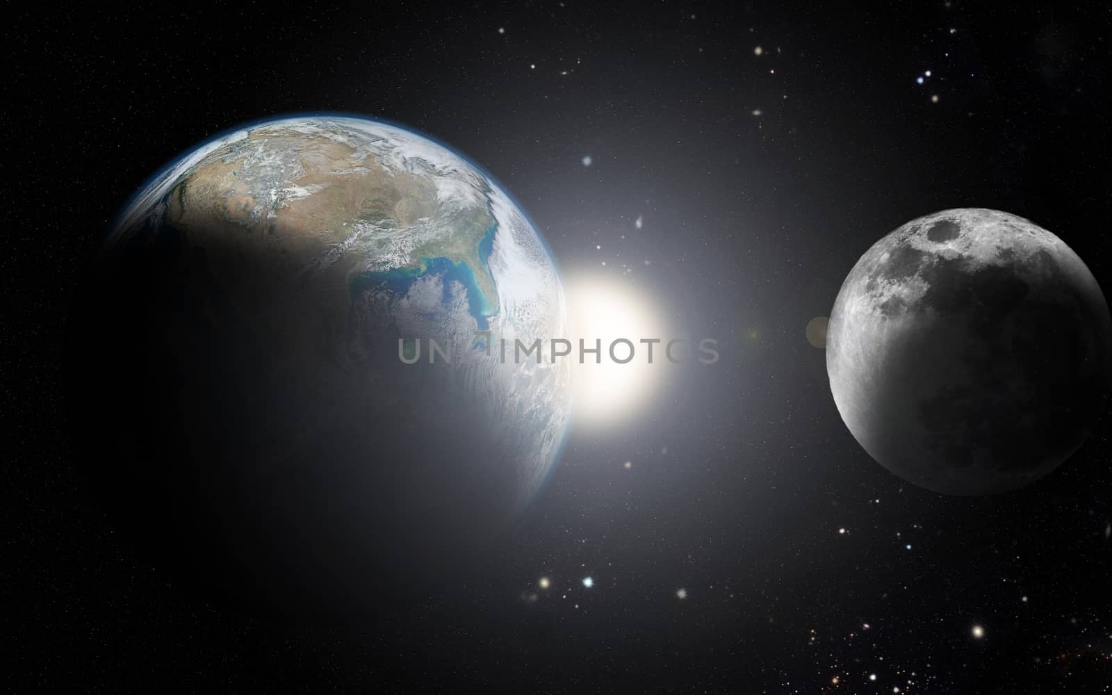 The moon orbit and rotating around the planet earth
(Elements of this image furnished by NASA)